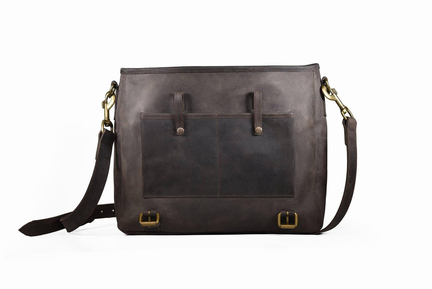 Mo Messenger Leather Laptop Bag- black - Wazawazi Leather